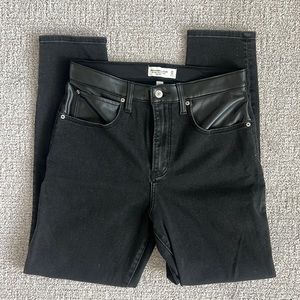Abercrombie mixed materials super skinny ankle high rise jean